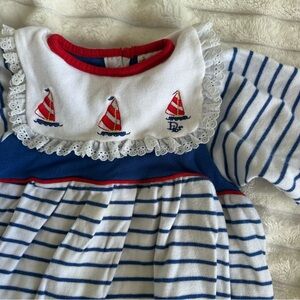 Vintage Dior Baby Dress with Red Trim